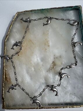 Sterling Silver Dolphin Charm Necklace - Silver
